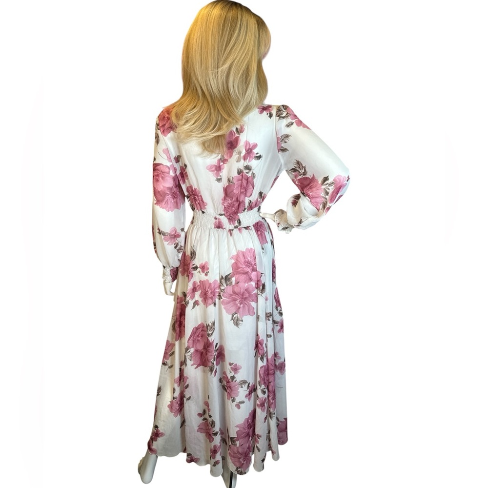 Kate and Lily Ivory Floral Maxi Dress with Pink Rose Print - Picture 5 of 8